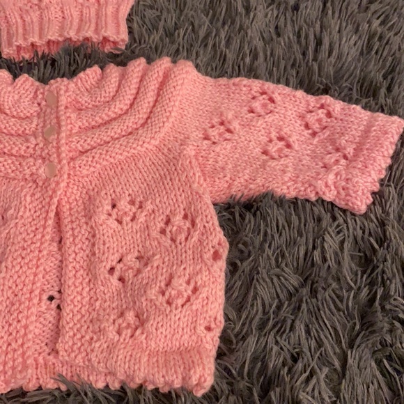 Wool baby sweater/hat set -light pink - Picture 6 of 7